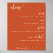 Bar Menu Wedding Signage - Burnt Orange Poster (Vorne)