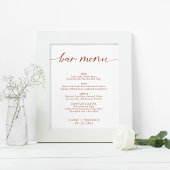 Bar Menu Wedding Terracotta Roust Fall Minimal Poster