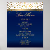 Bar Menu - Weiß und Navy Blau mit Goldfetti Poster (Vorne)