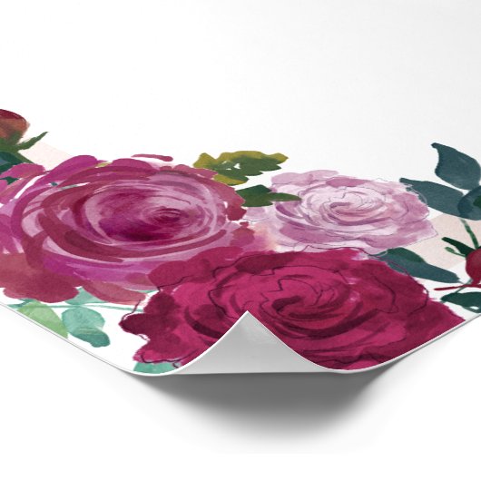 BAR MENU-Zeichen | Bordeaux | Hochzeitsfeier Bar Poster (Ecke)