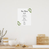 BAR MENU-Zeichen | botanische Hochzeitsfeier im Gr Poster (Küche)