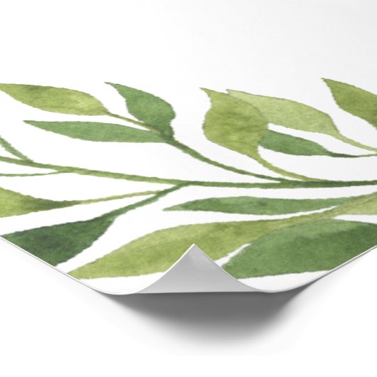 BAR MENU-Zeichen | botanische Hochzeitsfeier im Gr Poster (Ecke)