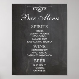 BAR MENU-Zeichen für Hochzeit und Party Empfang Poster