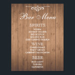 BAR MENU-Zeichen für Hochzeit und Party Empfang Poster<br><div class="desc">Vorlage für das Hochzeitsmenü der Bar. Entdecken Sie den Holzkornhintergrund für verschiedene Hochzeitsstile oder genießen Sie ihn für Ihre Empfänge im Land. Weitere Optionen unter: http://www.zazzle.co.uk/designbyredline</div>