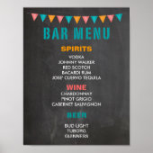 BAR MENU-Zeichen für Hochzeitsfeier auf der Tafel Poster (Vorne)