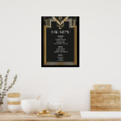 BAR MENU-Zeichen | Große Hochzeit von Gatsby inspi Poster (Küche)