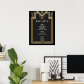 BAR MENU-Zeichen | Große Hochzeit von Gatsby inspi Poster (Heimbüro)