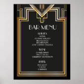 BAR MENU-Zeichen | Große Hochzeit von Gatsby inspi Poster (Vorne)