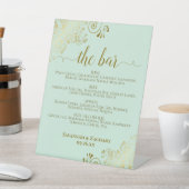 Bar Mint Green & Gold Posh Drinks Menü Hochzeit Sockelschild (In SItu)