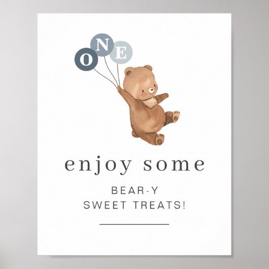 Bär mit 3 blauen Balloons - Sweet Leckereien Unter Poster (Vorne)
