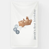 Bär mit 3 Blue Balloons Banner (Vertikal)