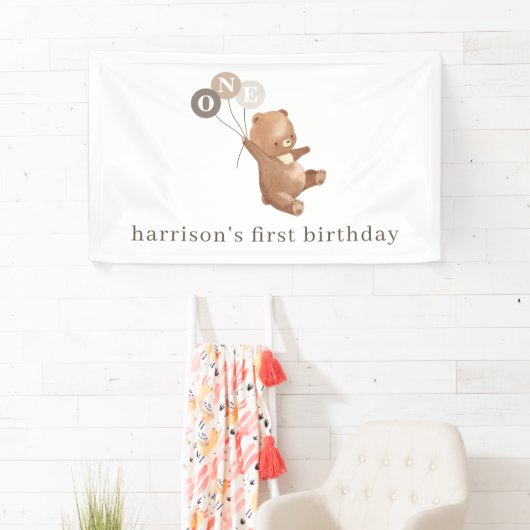 Bär mit 3 braunen Balloons Banner (Insitu)