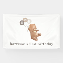 Bär mit 3 braunen Balloons Banner
