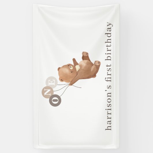 Bär mit 3 braunen Balloons Banner (Vertikal)