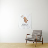 Bär mit 3 braunen Balloons Begrüßungszeichen Wandteppich (Beispiel)