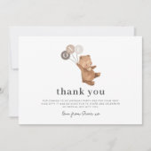 Bär mit 3 braunen Balloons - Danke Karte (Vorderseite)