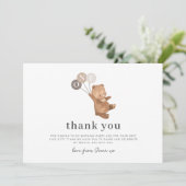 Bär mit 3 braunen Balloons - Danke Karte (Stehend Vorderseite)