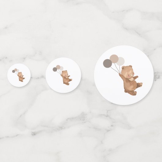 Bär mit 3 braunen Balloons Konfetti (Vorderseiten)