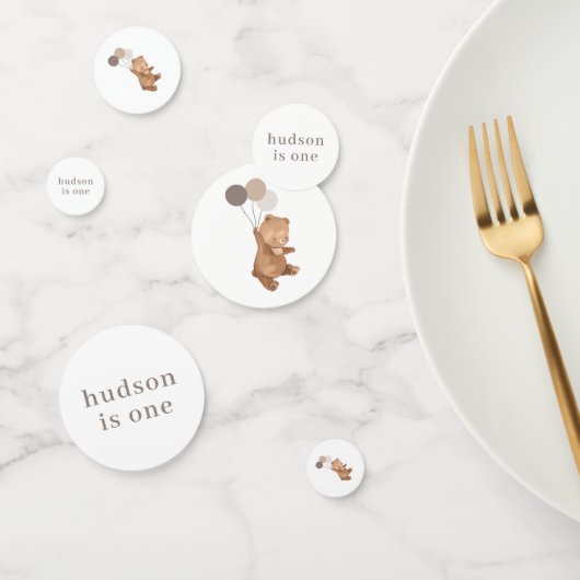 Bär mit 3 braunen Balloons Konfetti (Gruppe)