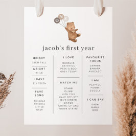 Bär mit 3 braunen Balloons Milestone Poster