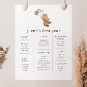 Bär mit 3 braunen Balloons Milestone Poster