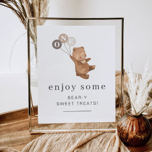 Bär mit 3 braunen Balloons Poster