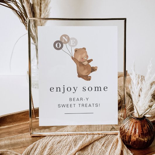 Bär mit 3 braunen Balloons Poster