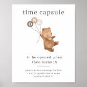 Bär mit 3 braunen Balloons Zeitkapsel Poster (Vorne)