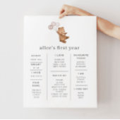 Bär mit 3 rosa Balloons Milestone Poster