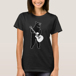 Bär mit akustischer Gitarre Schwarz-weiß T-Shirt