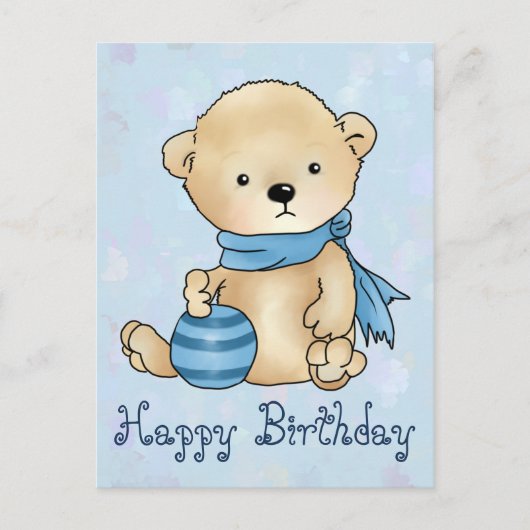 Bär mit Ball, blau Postkarte (Vorderseite)