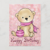 Bär mit Ball, Rosa Postkarte (Vorderseite)