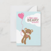 Bär mit Ballon Kinder Klassenzimmer Valentine Mitteilungskarte (Vorderseite)