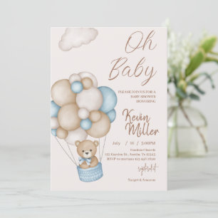 Bär mit Ballons Babydusche Einladung