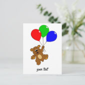 "Bär mit Ballons" Kinder Postkarte (Stehend Vorderseite)