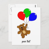 "Bär mit Ballons" Kinder Postkarte (Vorne/Hinten)