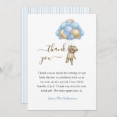Bär mit Balloons Baby Boy Dusche Danke Karte (Vorne/Hinten)