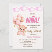 Bär mit Balloons Baby Dusche Spanisch Einladung (Vorderseite)