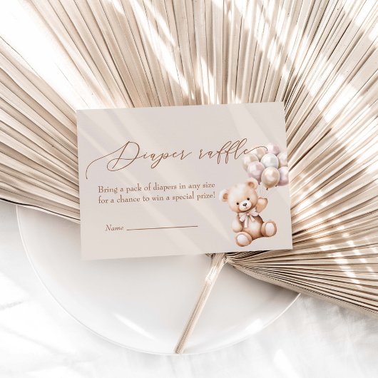 Bär mit Balloons Babydusche Windelwanne Begleitkarte