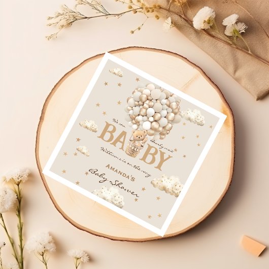 Bär mit Balloons Boho Neutral Baby Dusche Serviette