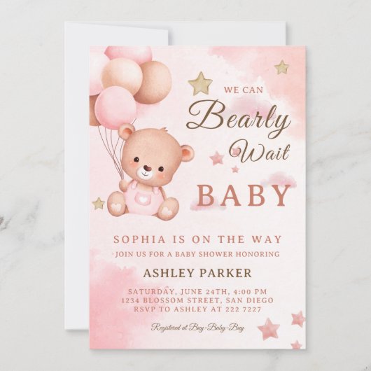 Bär mit Balloons Einladung (Vorderseite)
