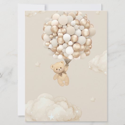 Bär mit Balloons Neutral Baby Shower Game Einladung (Rückseite)