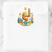 Bär mit Biene Runder Aufkleber (Tasche)