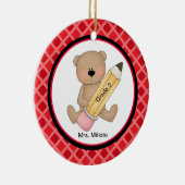 Bär mit Big Pencil Lehrer Weihnachtsschmuck (Rechts)