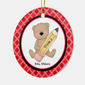 Bär mit Big Pencil Lehrer Weihnachtsschmuck (Links)