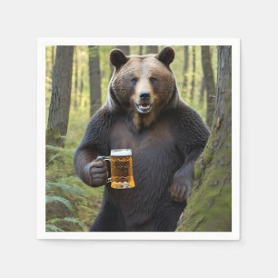 Bär mit Birthday Beer Serviette