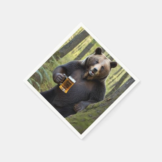 Bär mit Birthday Beer Serviette (Ecke)