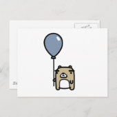 Bär mit blauem Ballon Postkarte (Vorne/Hinten)