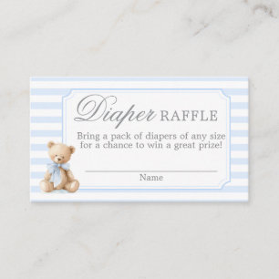 Bär mit blauen Streifen Baby-Party-Windel-Raffle-K Begleitkarte