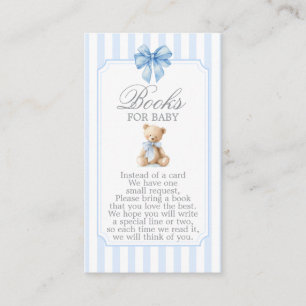 Bär mit blauen Streifen Baby Shower Junge Bücher f Begleitkarte